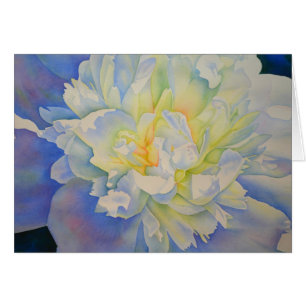 Cartão Cor de água floral de pénia branca Elegante