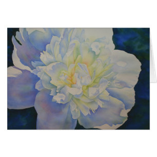 Cartão Cor de água floral de pénia branca Elegante