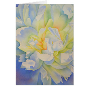 Cartão Cor de água floral de pénia branca Elegante