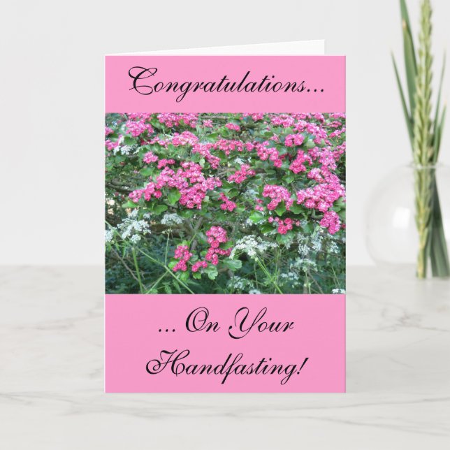 Cartão cor-de-rosa de Handfasting do Hawthorn (Frente)