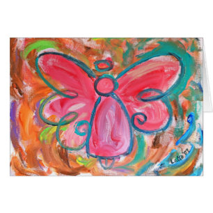 Cartão cor-de-rosa do anjo