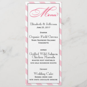 Cartão cor-de-rosa francês elegante do menu do