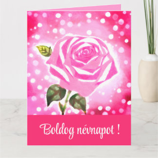 Cartão Cor-de-rosa rosa rosa-d'água - Dia do nome húngaro