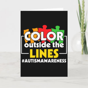 Cartão Cor do Conhecimento do Autismo Fora das Linhas de