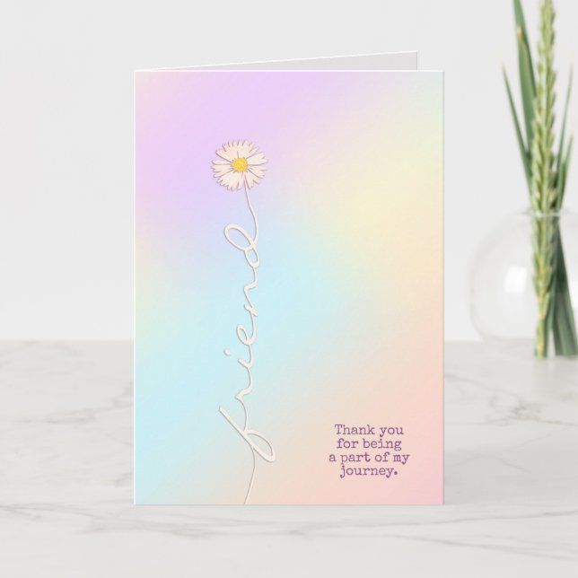 Cartão cor pastel e margarida para seu obrigado amigo (Frente)