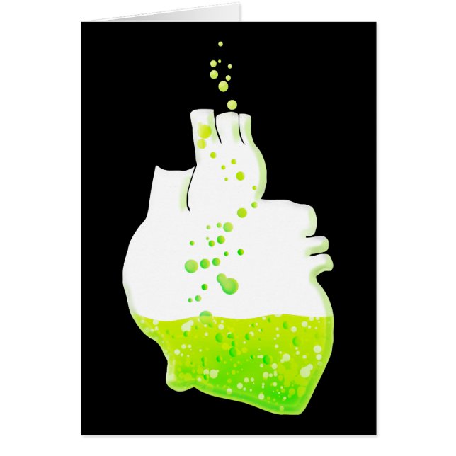 Cartão coração anatômico verde líquido (Frente)