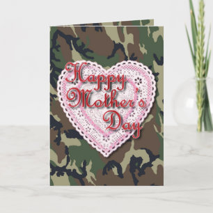 Cartão Coração Camuflado para o Dia das Mães