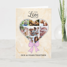 Cartão Coração com arco cor-de-rosa