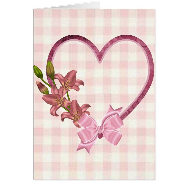 Cartão Coração com arranjo floral (Frente)