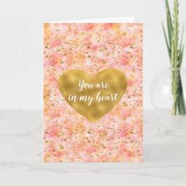 Cartão Coração Confetti Dourado de Cor de Água Rosa-Chic