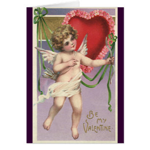 Cartão Coração Cupido do Dia dos Namorados Vitoriano Anti