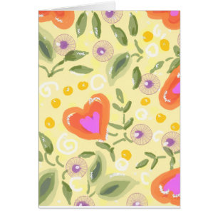 Cartão Coração da arte popular adorável CARD de gratidão