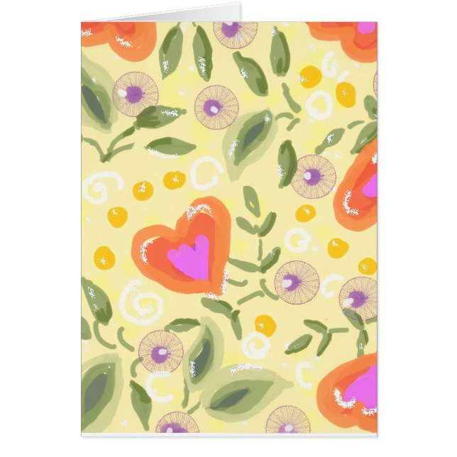 Cartão Coração da arte popular adorável CARD de gratidão (Frente)