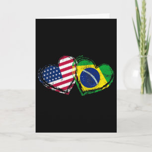 Cartão Coração da Bandeira Americana do Brasil Amor Brasi