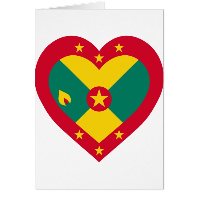 Cartão Coração da bandeira de Grenada (Frente)