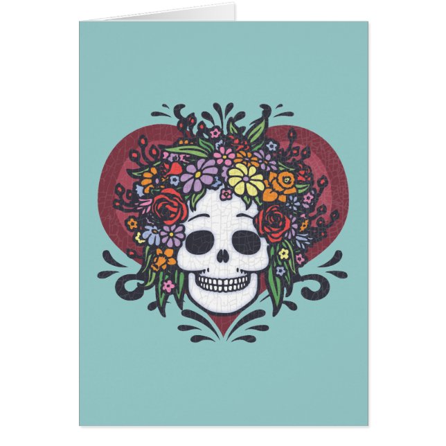 Cartão Coração da cabeça de flor (Frente)