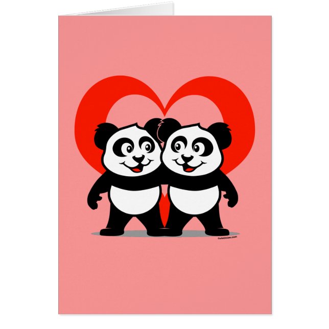 Cartão Coração da panda (Frente)