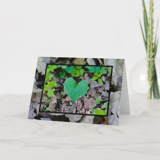 Cartão Coração de Amor de Folha (em branco por dentro)