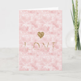 Cartão Coração de Amor Dourado Rosa