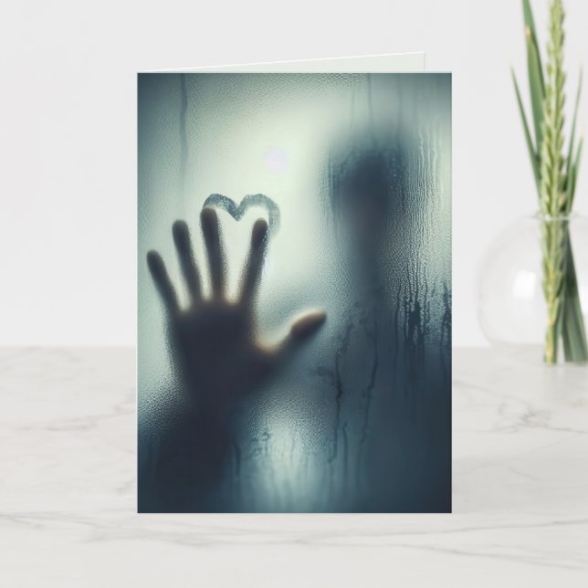 Cartão Coração De Aniversário Em Vidro Molhado (Frente)