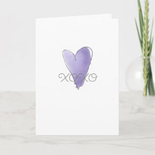 Cartão Coração de Aquarela Roxo XOXO Nossa Mais Profunda