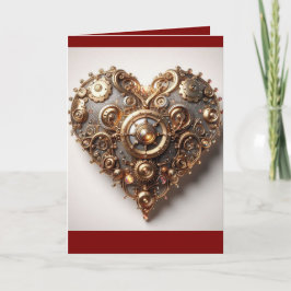 Cartão Coração de Engrenagem Mecânica Elegante Steampunk