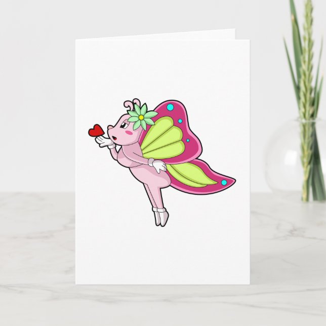 Cartão Coração de Flor de Borboleta (Frente)