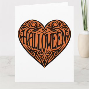 Cartão Coração de Halloween, Coração Preto, Feriado