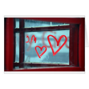 Cartão Coração de lábio na janela