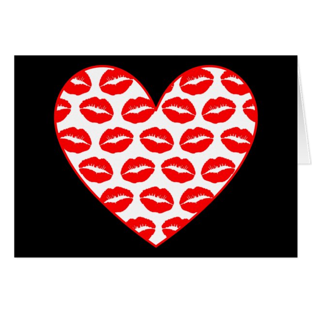 Cartão Coração de Lábios Kissy personalizáveis (Frente Horizontal)
