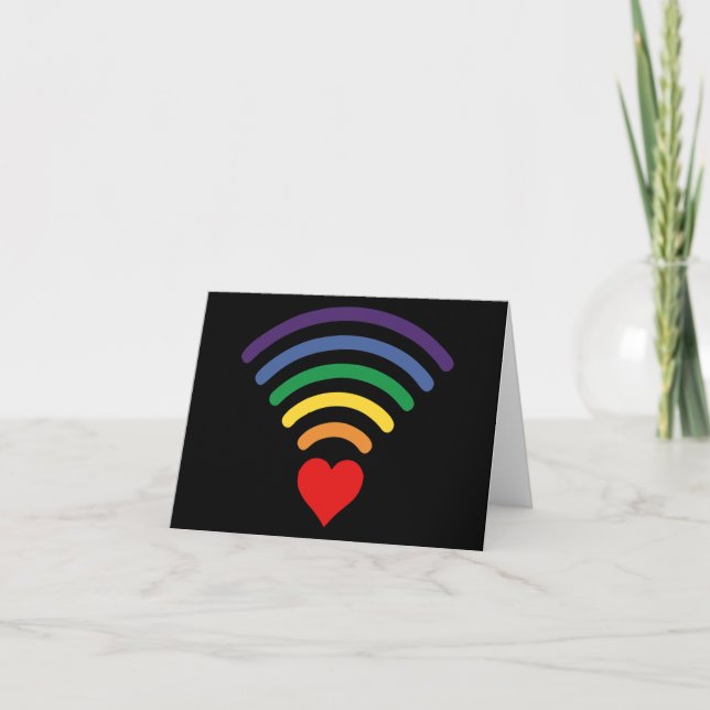 CARTÃO CORAÇÃO DE RAINBOW SAINDO DA PLACA LGBTQ (Frente)