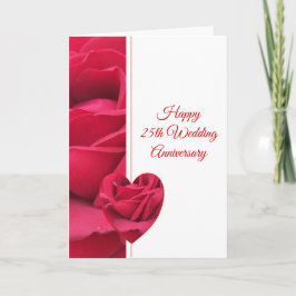 Cartão Coração de Rosa Personalizado 25º Aniversário de C