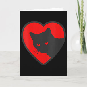 Cartão Coração de São Valentão de Gato Preto Engraçado e 