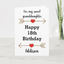 Cartão Coração de Seta Glitter 18º Aniversário