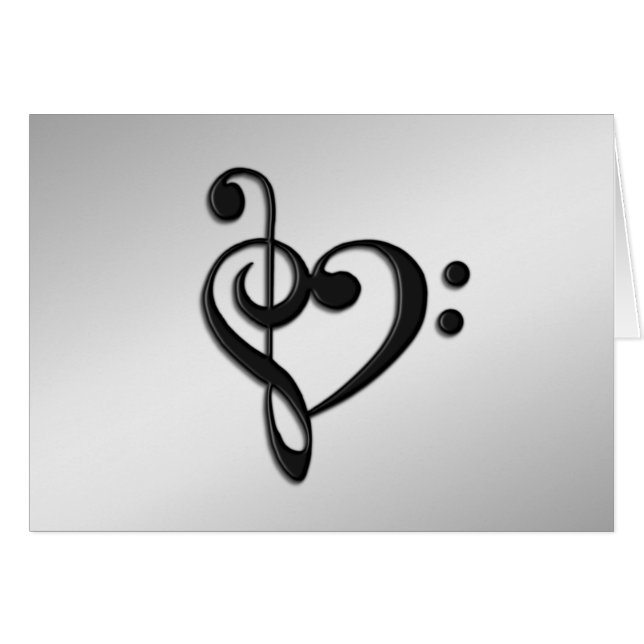 Cartão Coração do Clef da música (Frente horizontal)