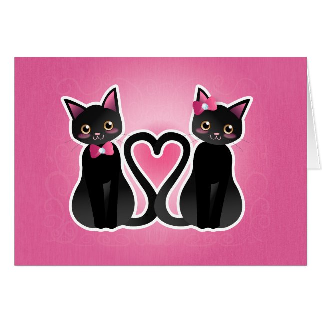 Cartão Coração do gatinho - ver-cartão do carvão vegetal (Frente Horizontal)