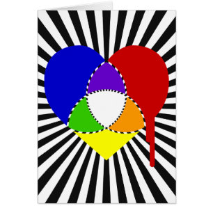 Cartão coração do gráfico de cores explosivo