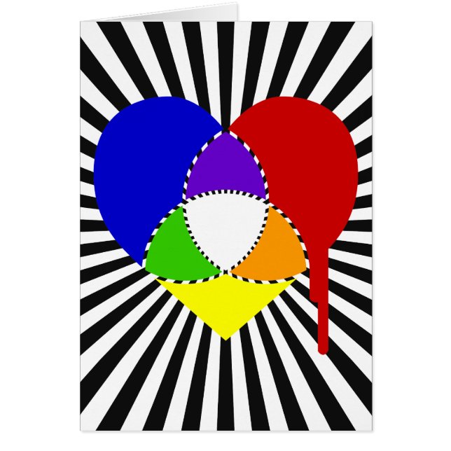 Cartão coração do gráfico de cores explosivo (Frente)