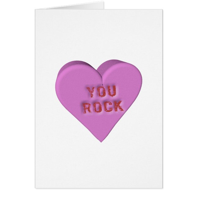 Cartão Coração dos doces "VOCÊ ROCHA " (Frente)