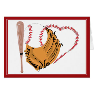 Cartão Coração e Texto do Baseball