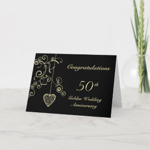 Cartão Coração Elegante Bodas de Ouro