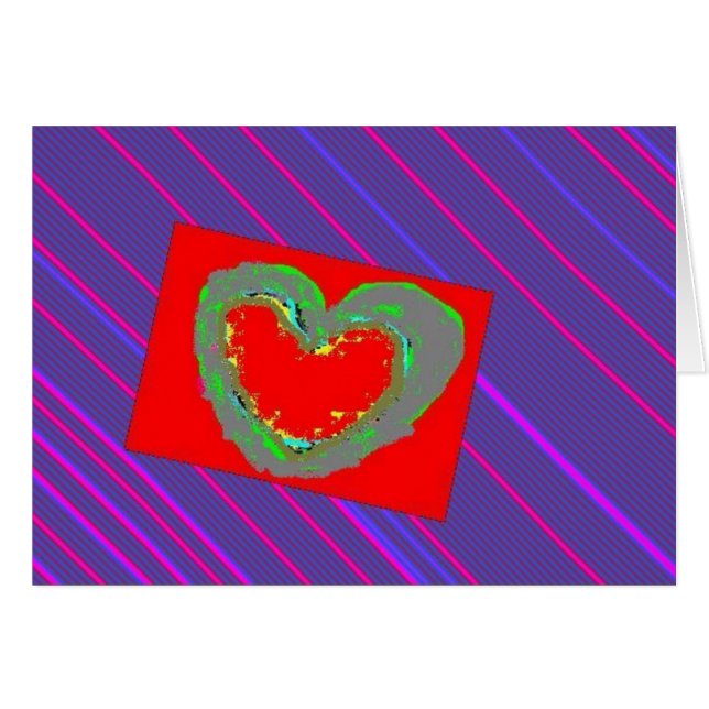 Cartão Coração em riscas (Frente Horizontal)