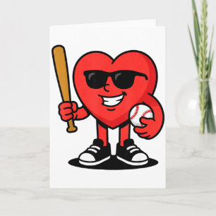 Cartão Coração Engraçado Jogando Beisebol Dia dos Namorad