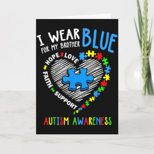Cartão Coração Eu Uso Azul Pelo Meu Irmão Conscientização