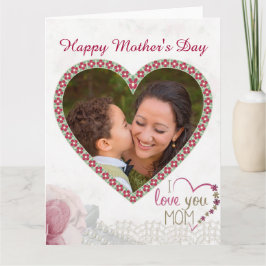 Cartão Coração feliz do dia das mães personalizado