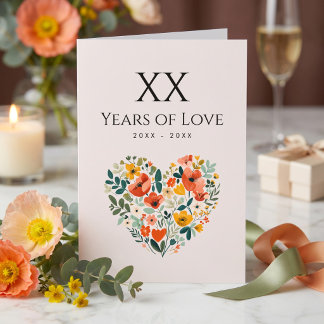 Cartão Coração Floral Aniversário Personalizado