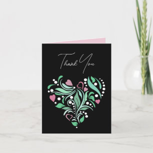 Cartão Coração Floral Decorativo Obrigado