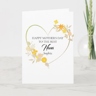 Cartão Coração Floral do Dia das Mães com Nome da Nana Pe