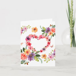 Cartão Coração Floral e Flores