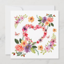 Cartão Coração Floral e Flores